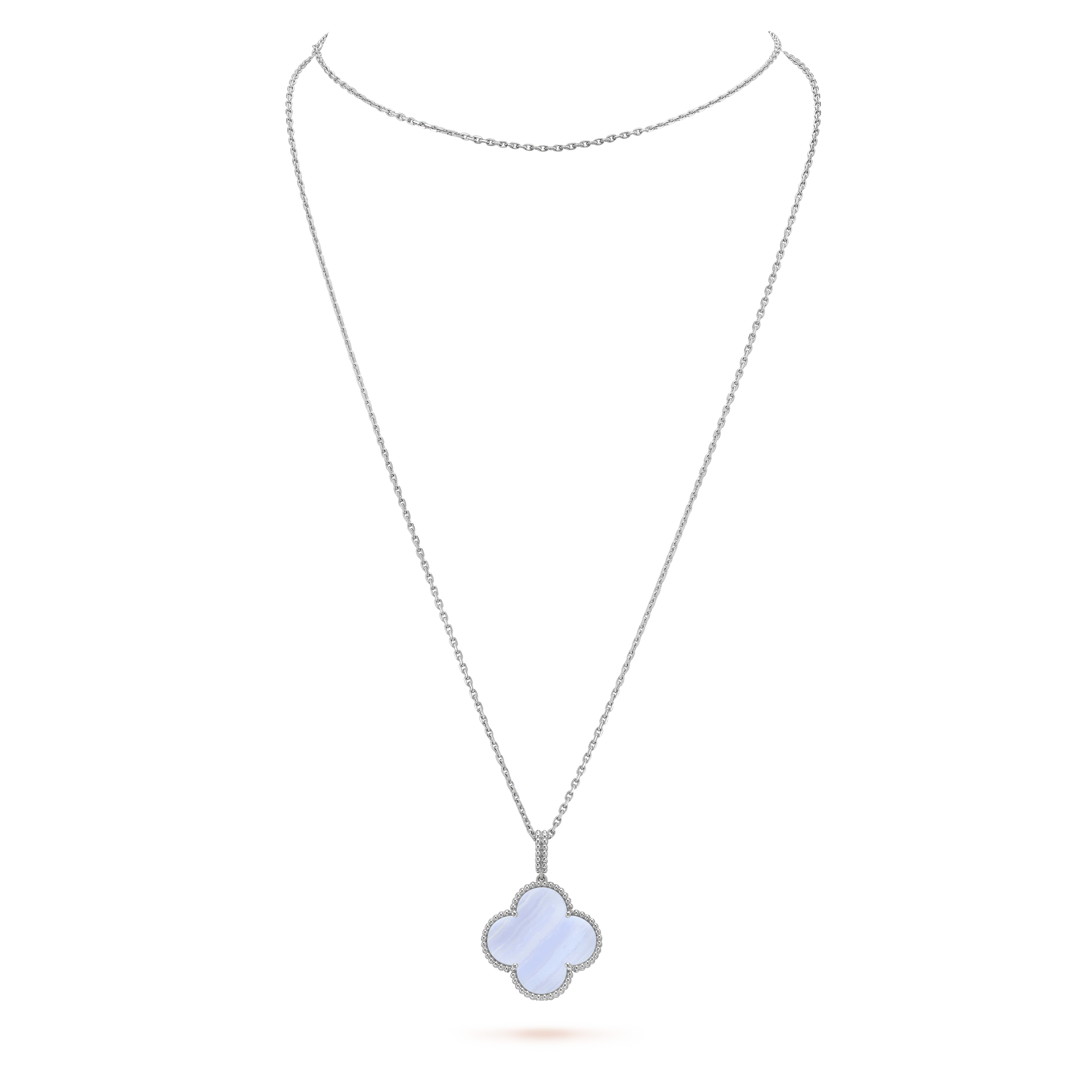 [LUXE JEWELRY]CLOVER SILVER CHALCEDONY BIG CLOVER NECKLACE