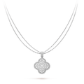 [LUXE JEWELRY]CLOVER 25MM SILVER FULL DIAMOND BIG CLOVER NECKLACE