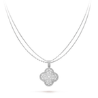 [LUXE JEWELRY]CLOVER 25MM SILVER FULL DIAMOND BIG CLOVER NECKLACE