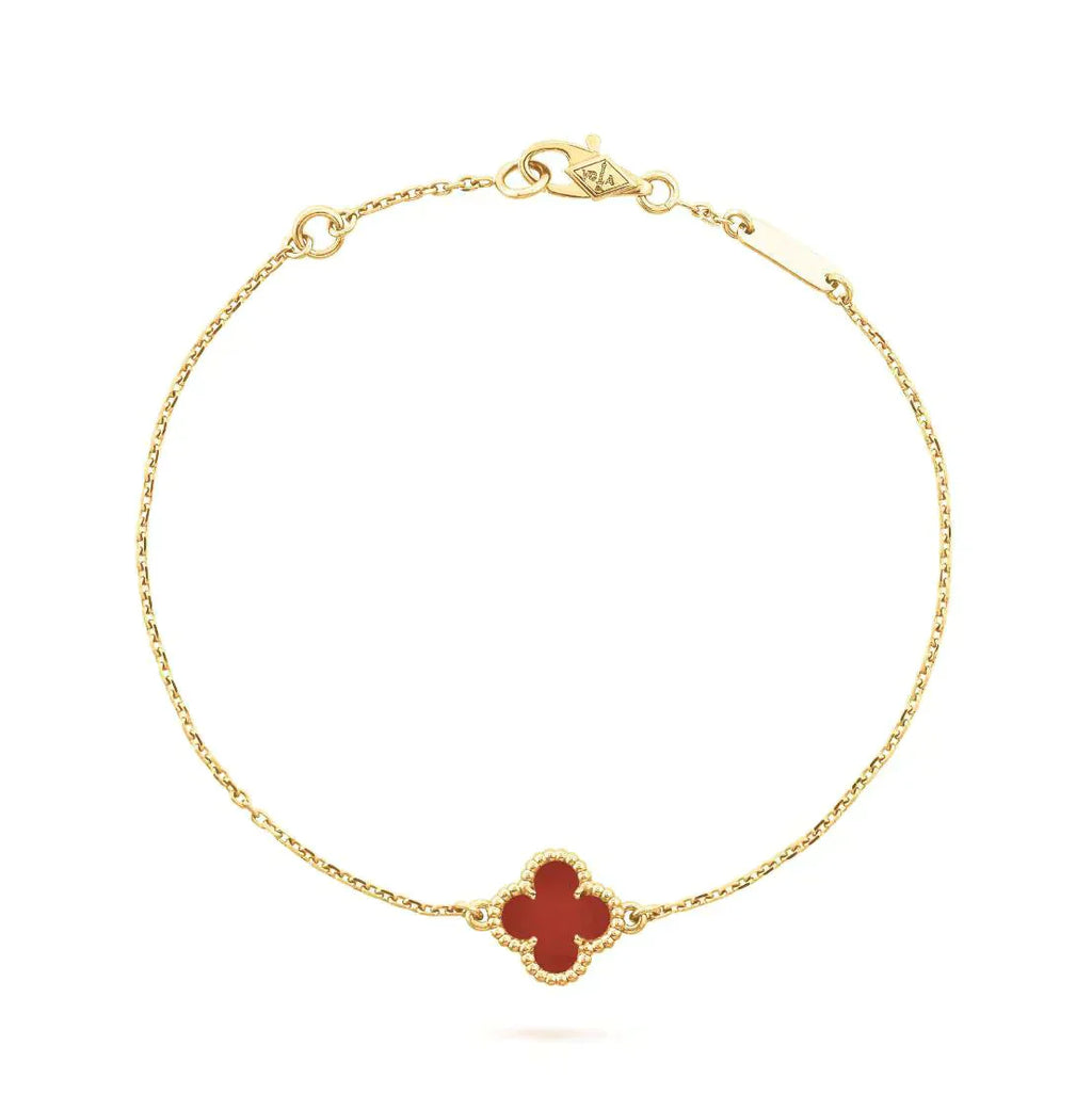 [LUXE JEWELRY]CLOVER  CARNELIAN SINGLE FLOWER BRACELET