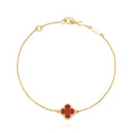 [LUXE JEWELRY]CLOVER  CARNELIAN SINGLE FLOWER BRACELET