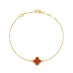 [LUXE JEWELRY]CLOVER  CARNELIAN SINGLE FLOWER BRACELET