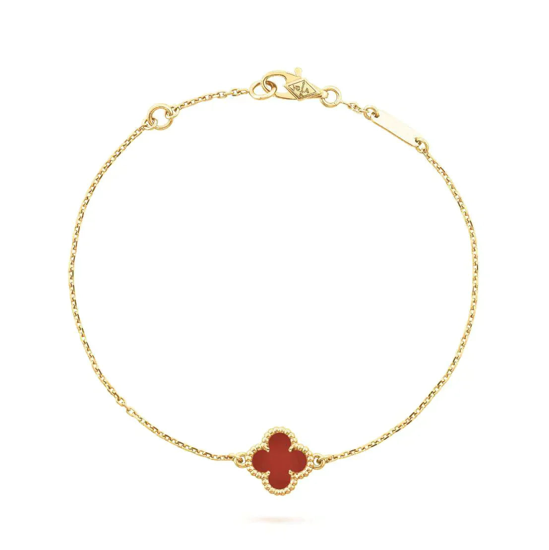 [LUXE JEWELRY]CLOVER  CARNELIAN SINGLE FLOWER BRACELET