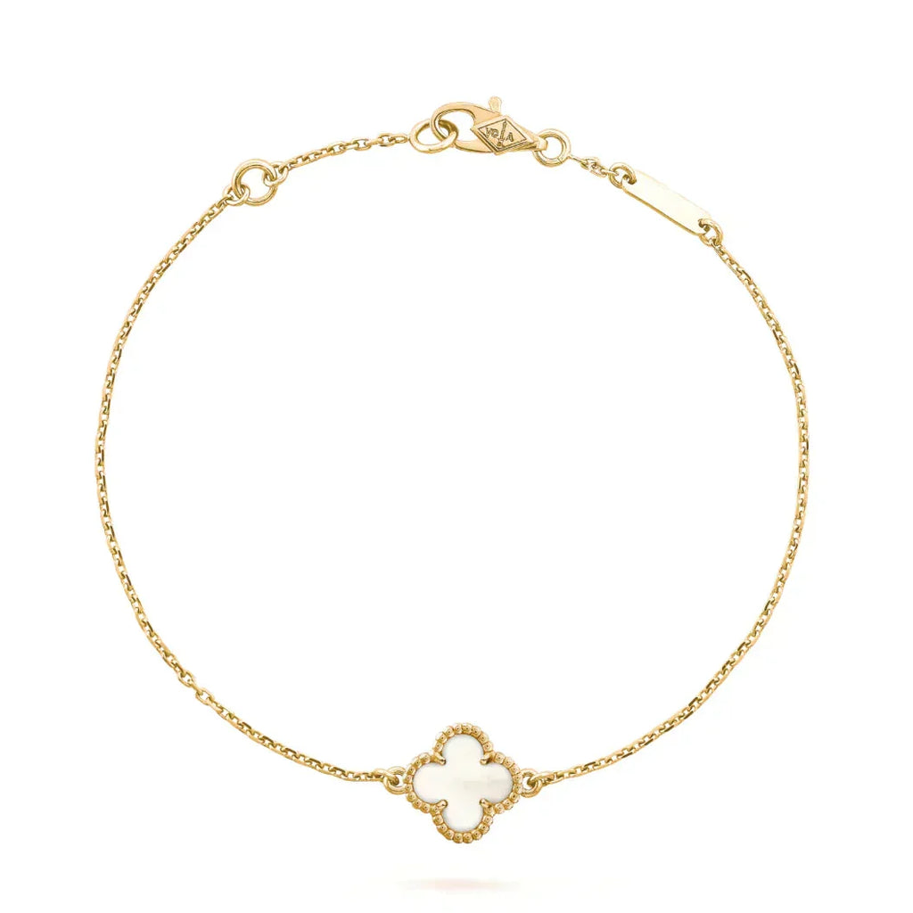 [LUXE JEWELRY]CLOVER WHITE MOP SINGLE FLOWER BRACELET