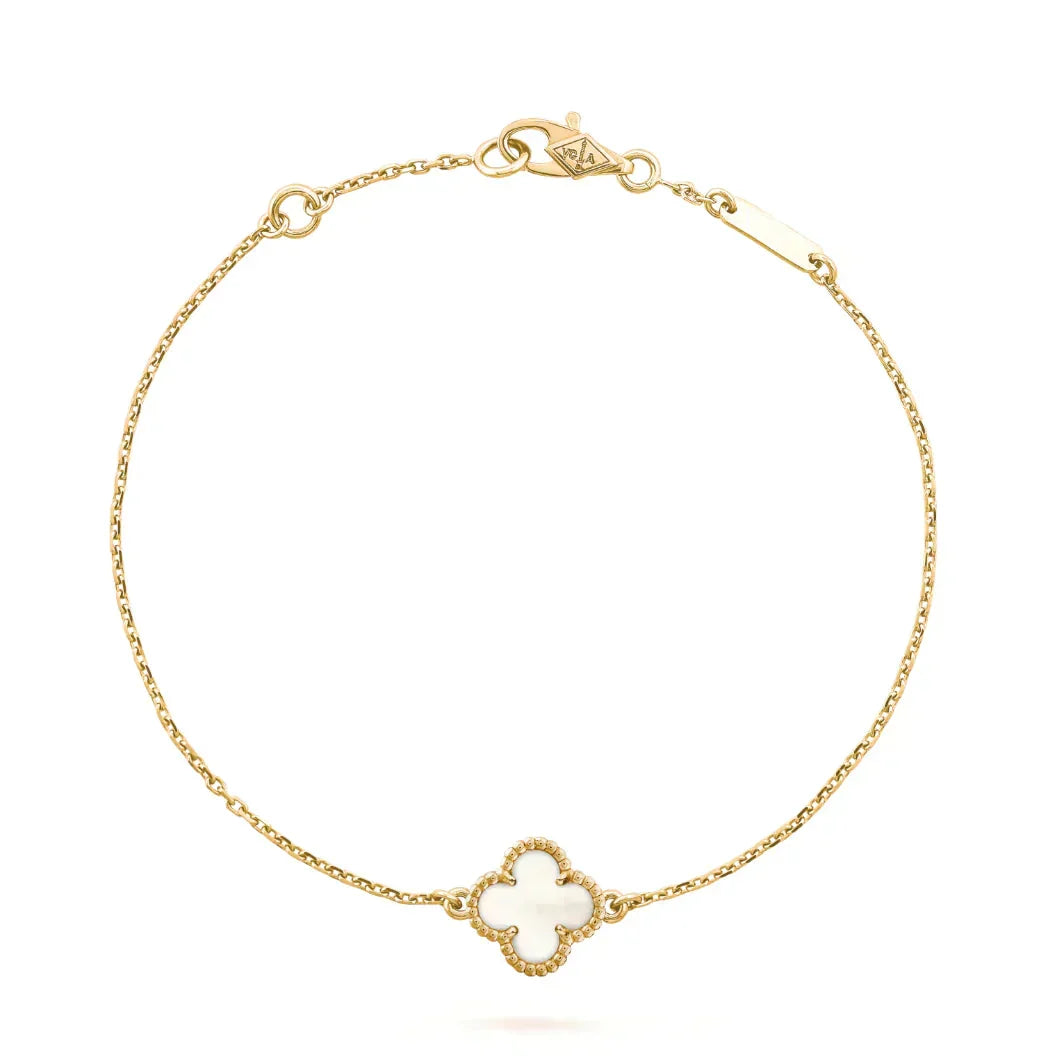 [LUXE JEWELRY]CLOVER WHITE MOP SINGLE FLOWER BRACELET