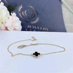 [LUXE JEWELRY]CLOVER ONYX SINGLE FLOWER BRACELET