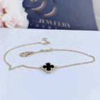 [LUXE JEWELRY]CLOVER ONYX SINGLE FLOWER BRACELET