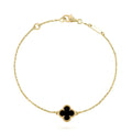 [LUXE JEWELRY]CLOVER ONYX SINGLE FLOWER BRACELET