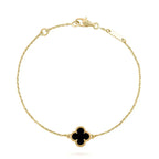 [LUXE JEWELRY]CLOVER ONYX SINGLE FLOWER BRACELET