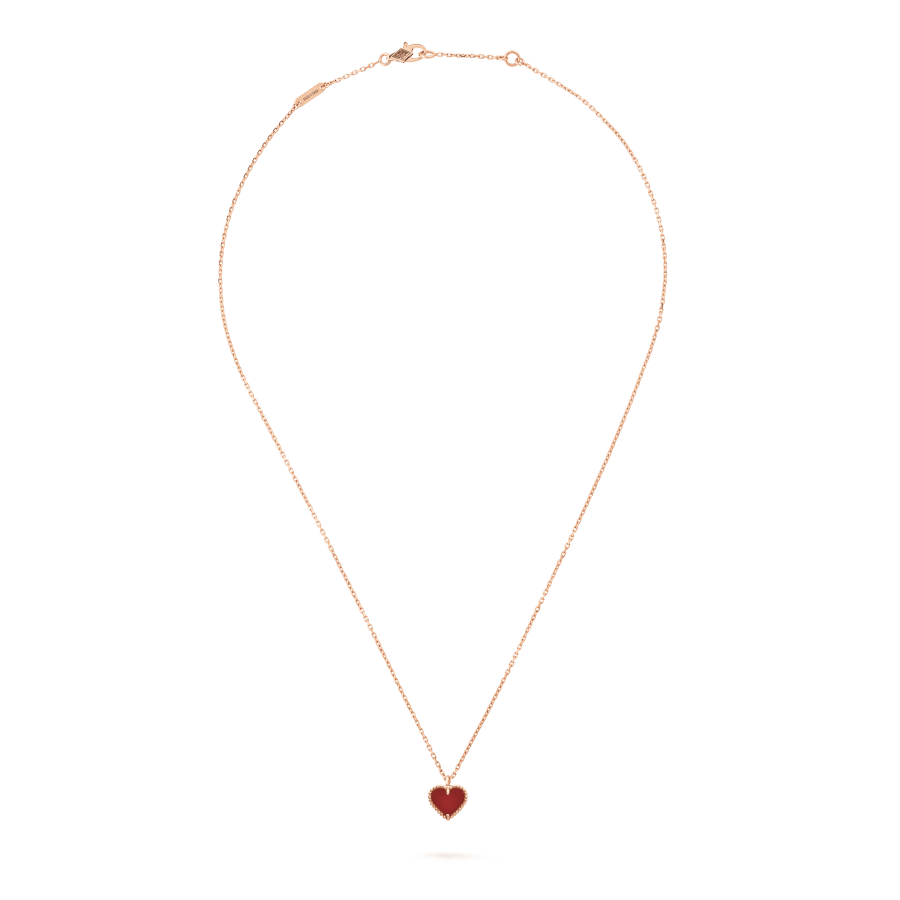 [LUXE JEWELRY]SWEET CLOVER CARNELIAN HEART NECKLACE