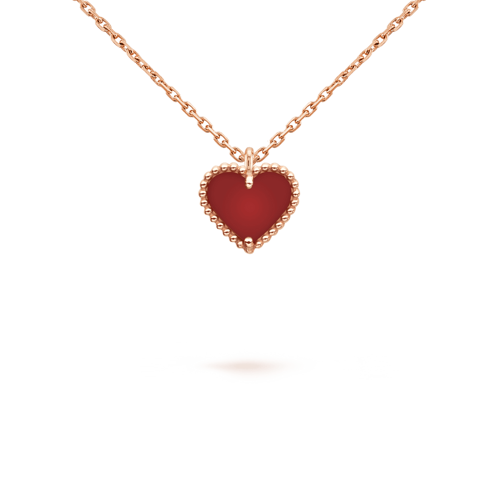 [LUXE JEWELRY]SWEET CLOVER CARNELIAN HEART NECKLACE