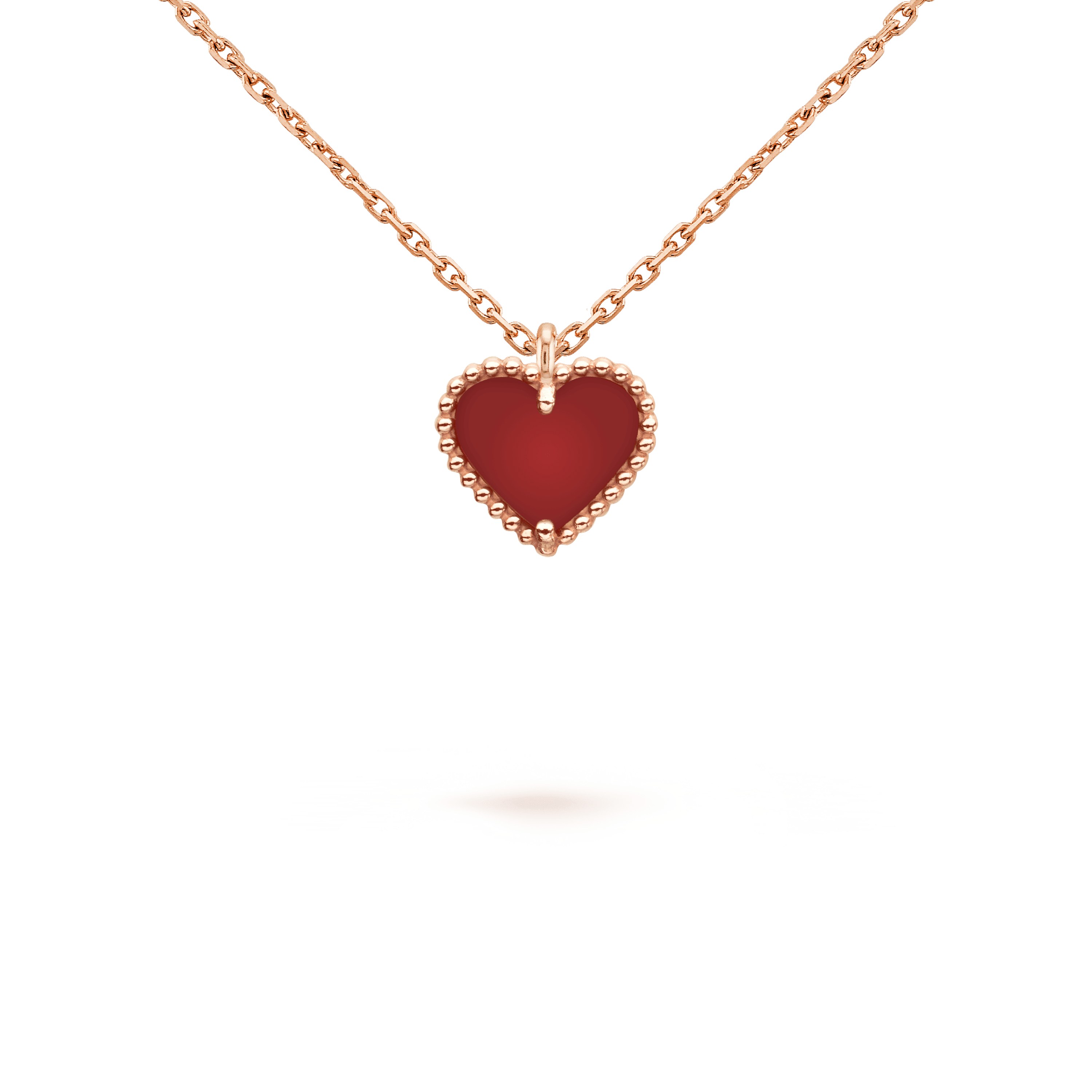 [LUXE JEWELRY]SWEET CLOVER CARNELIAN HEART NECKLACE