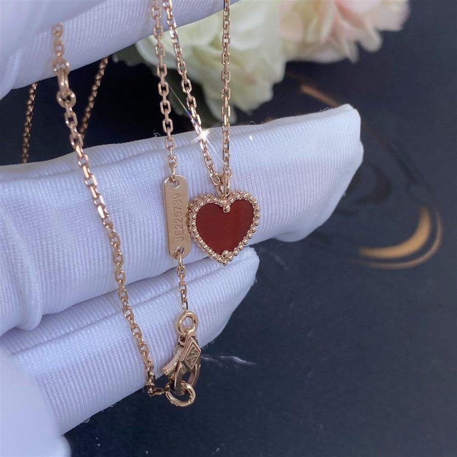 [LUXE JEWELRY]SWEET CLOVER CARNELIAN HEART NECKLACE