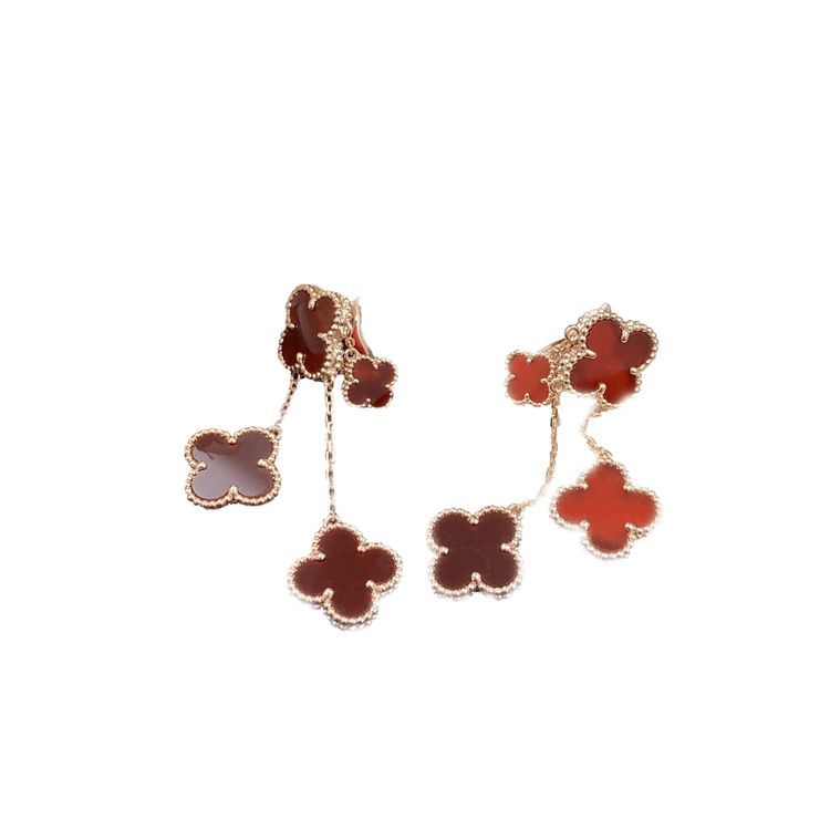 [LUXE JEWELRY]CLOVER EARRINGS CARNELIAN 4 MOTIFS PINK GOLD