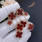 [LUXE JEWELRY]CLOVER EARRINGS CARNELIAN 4 MOTIFS PINK GOLD