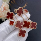 [LUXE JEWELRY]CLOVER EARRINGS CARNELIAN 4 MOTIFS PINK GOLD