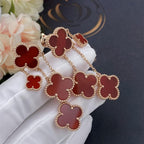 [LUXE JEWELRY]CLOVER EARRINGS CARNELIAN 4 MOTIFS PINK GOLD