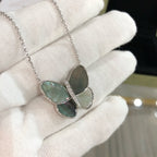 [LUXE JEWELRY]LARGE BUTTERFLY SILVER PENDANT DIAMOND NECKLACE