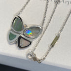 [LUXE JEWELRY]LARGE BUTTERFLY SILVER PENDANT DIAMOND NECKLACE
