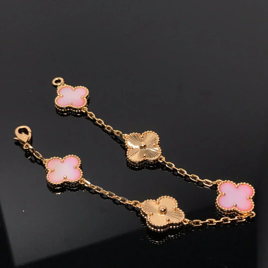 [LUXE JEWELRY] CLOVER 5 MOTIFS  PINK MOP BRACELET COLLECTION