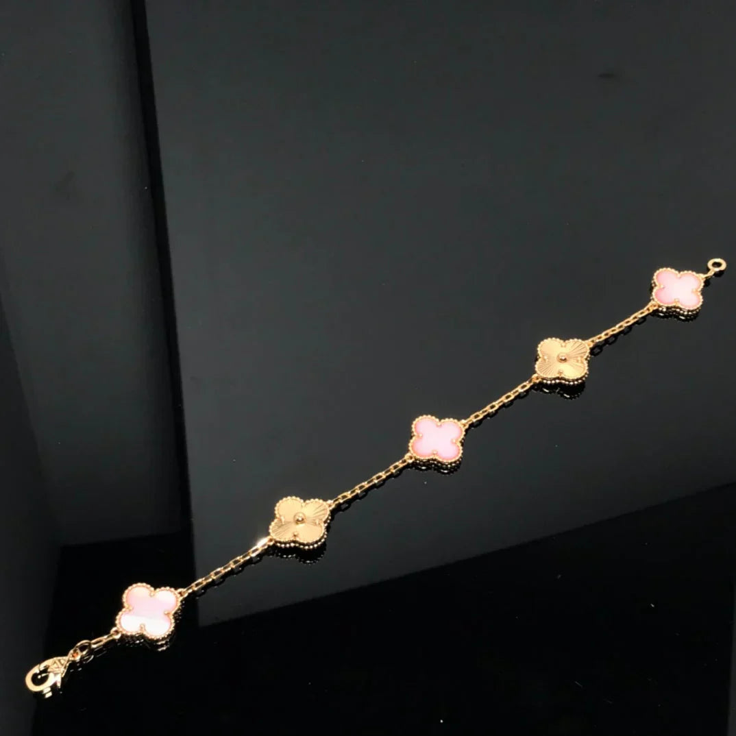 [LUXE JEWELRY] CLOVER 5 MOTIFS  PINK MOP BRACELET COLLECTION