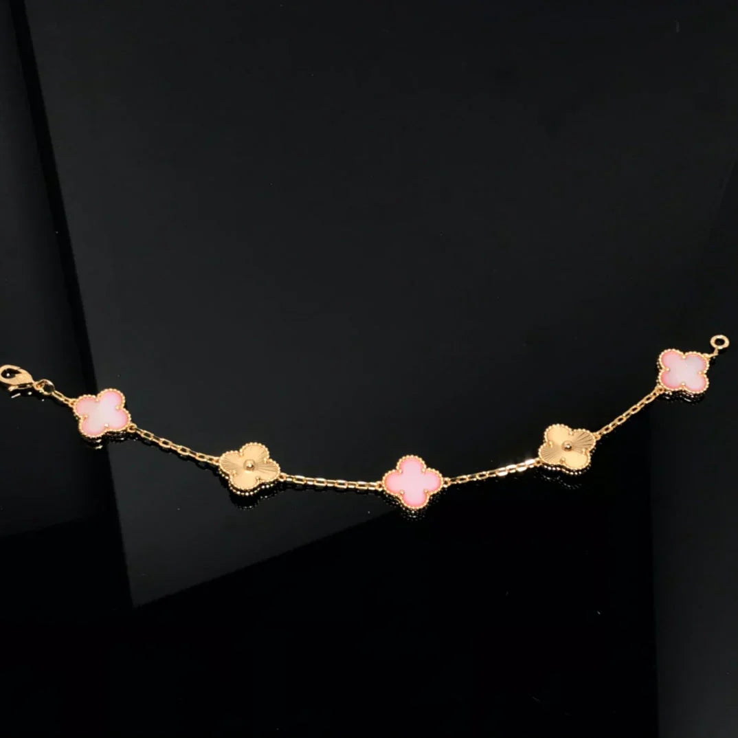 [LUXE JEWELRY] CLOVER 5 MOTIFS  PINK MOP BRACELET COLLECTION