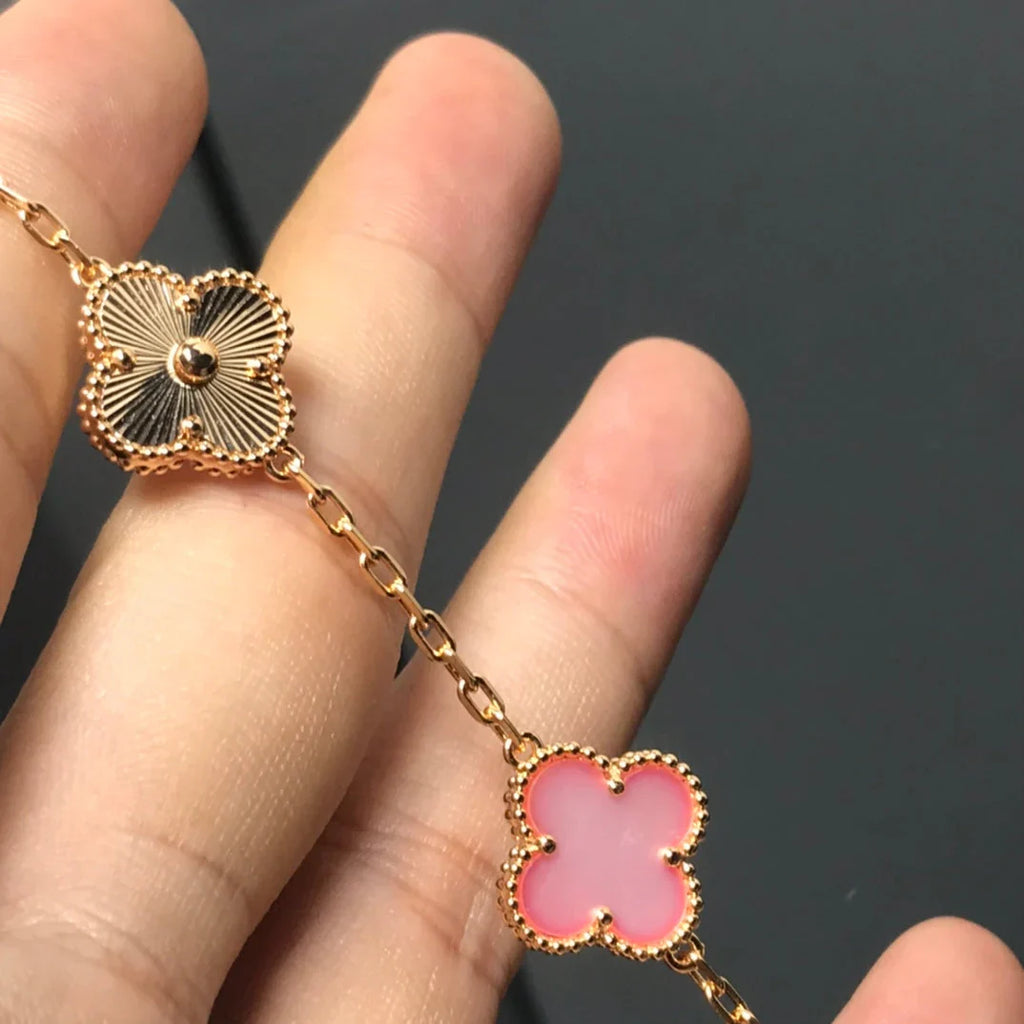 [LUXE JEWELRY] CLOVER 5 MOTIFS  PINK MOP BRACELET COLLECTION