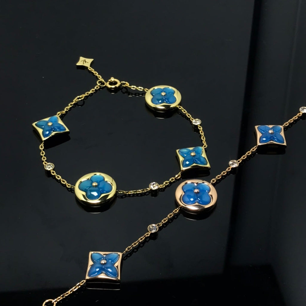 [LUXE JEWELRY]STAR AND SUN 4 MOTIF BLUE BRACELET