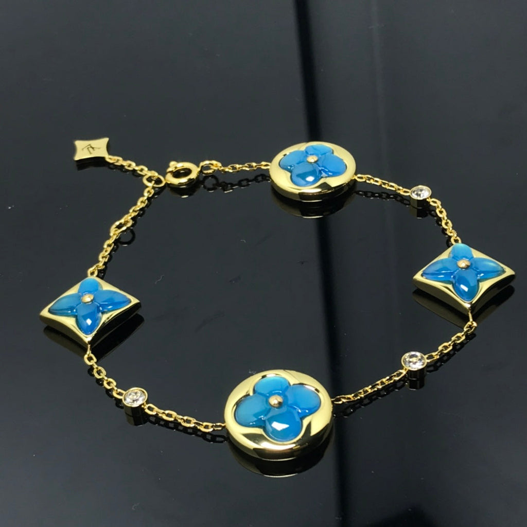 [LUXE JEWELRY]STAR AND SUN 4 MOTIF BLUE BRACELET