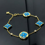 [LUXE JEWELRY]STAR AND SUN 4 MOTIF BLUE BRACELET