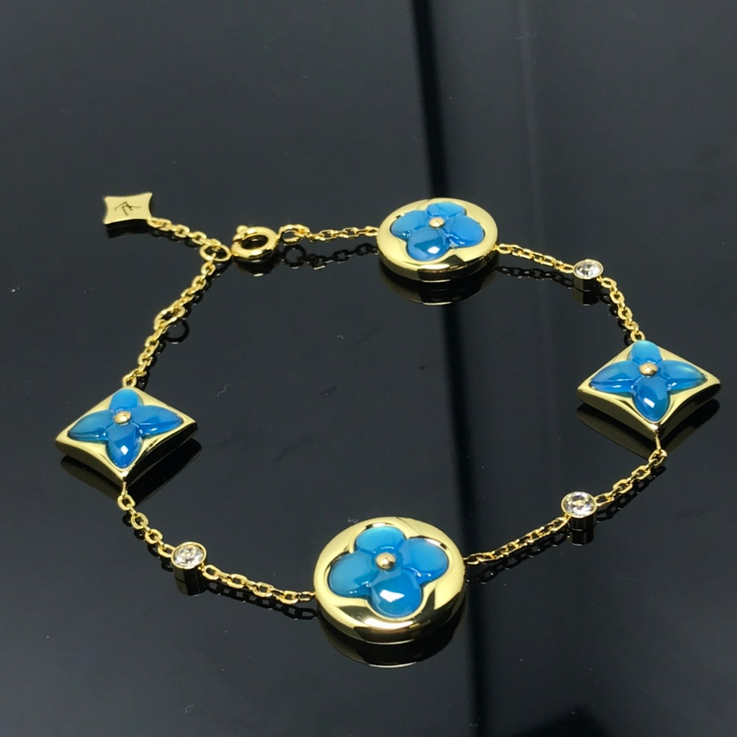 [LUXE JEWELRY]STAR AND SUN 4 MOTIF BLUE BRACELET