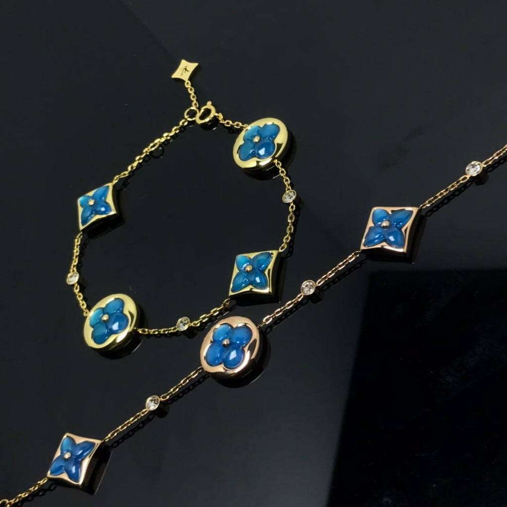 [LUXE JEWELRY]STAR AND SUN 4 MOTIF BLUE BRACELET