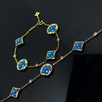[LUXE JEWELRY]STAR AND SUN 4 MOTIF BLUE BRACELET