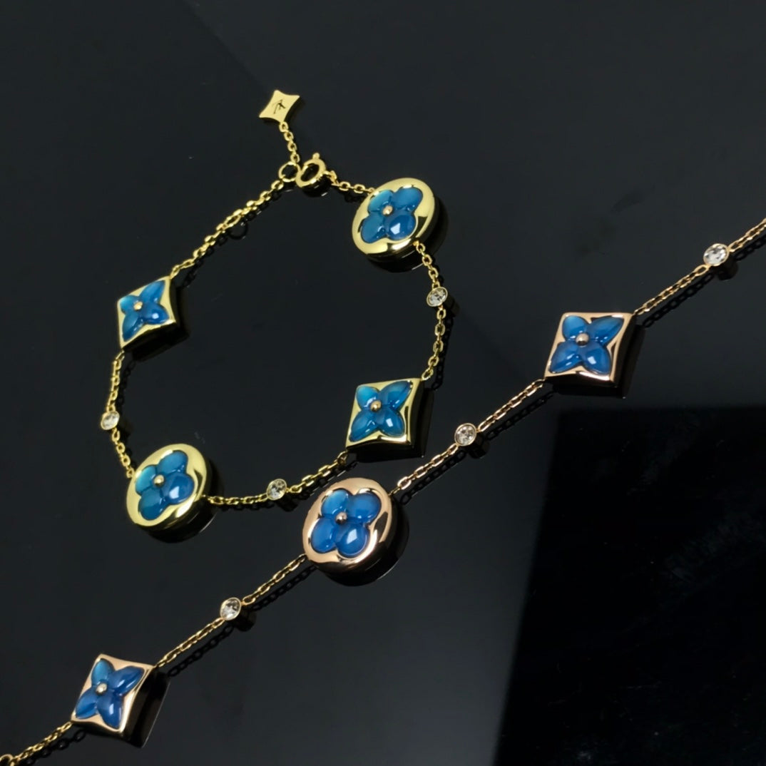 [LUXE JEWELRY]STAR AND SUN 4 MOTIF BLUE BRACELET