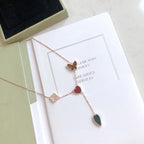 [LUXE JEWELRY]LUCKY SPRING 4 MOTIFS ROSE GOLD NECKLACE