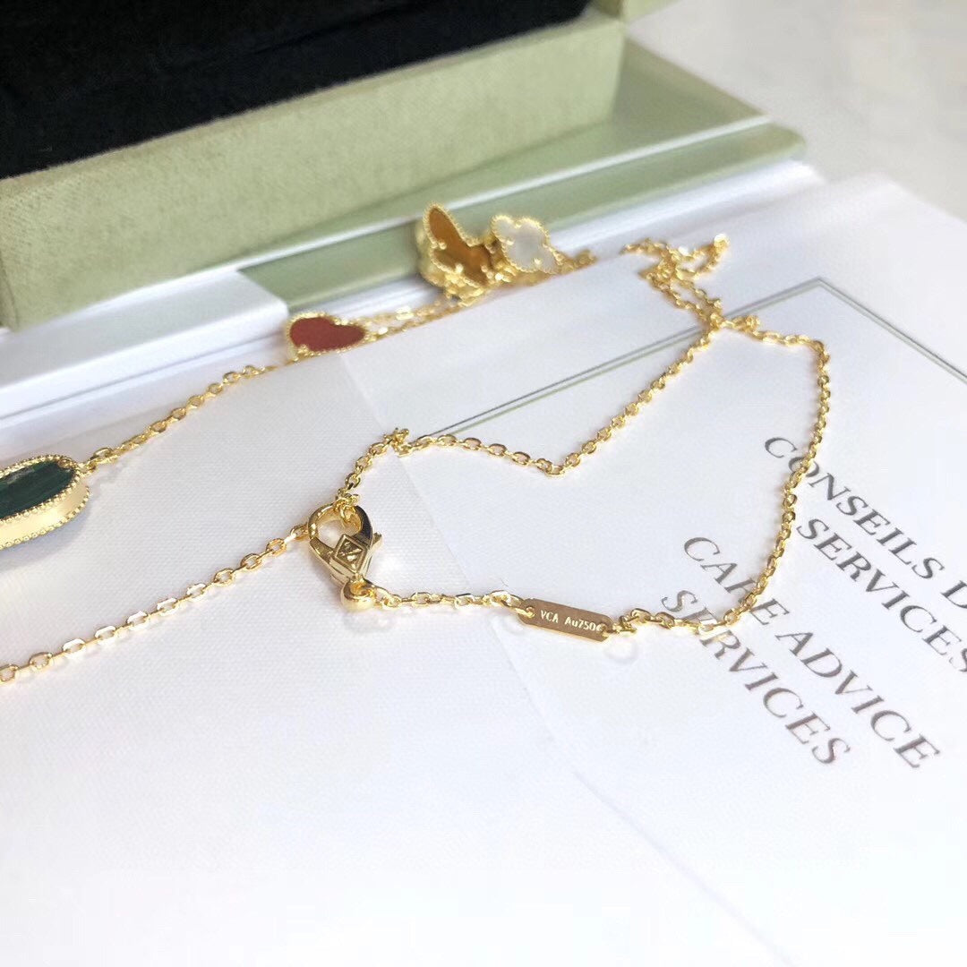 [LUXE JEWELRY]LUCKY SPRING 4 MOTIFS ROSE GOLD NECKLACE