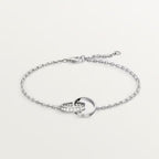[LUXE JEWELRY] LOVE DOUBLE RING HALF DIAMOND BRACELET