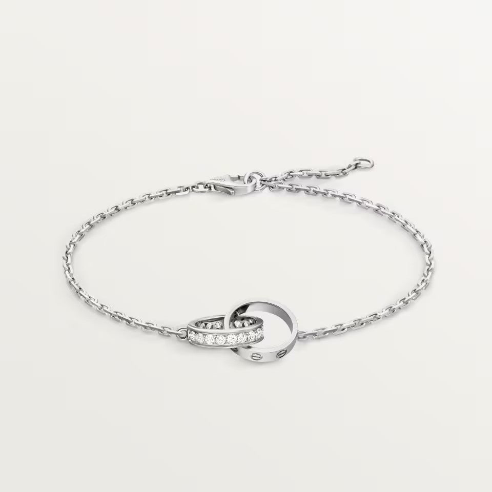 [LUXE JEWELRY] LOVE DOUBLE RING HALF DIAMOND BRACELET