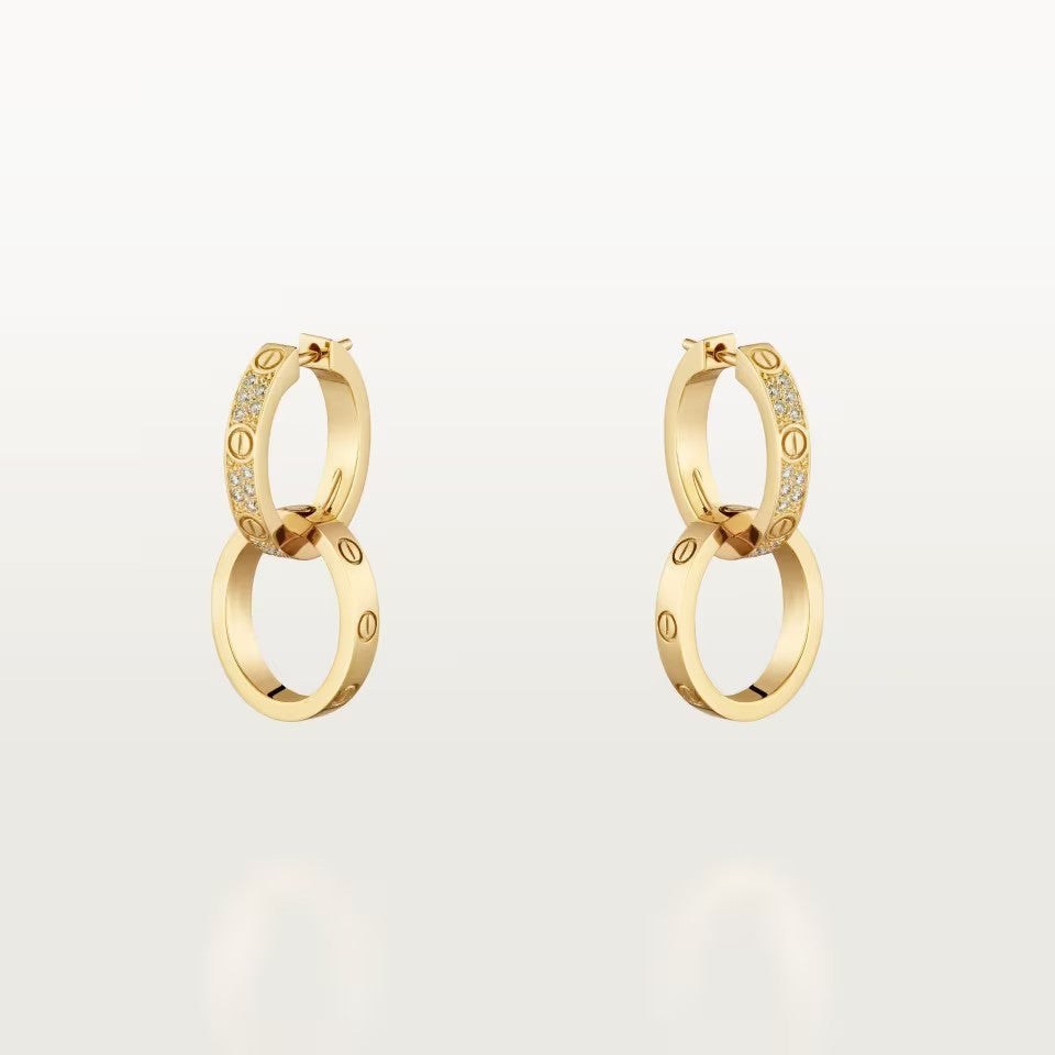 [LUXE JEWELRY] LOVE 3.3MM DANGLE HALF DIAMOND EARRINGS
