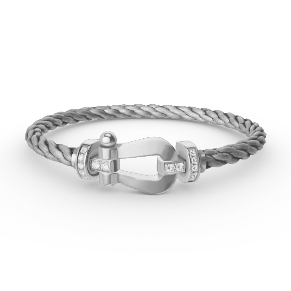 [LUXE JEWELRY]FORCE LARGE HORSESHOE HALF DIAMOND BRACELET SILVER