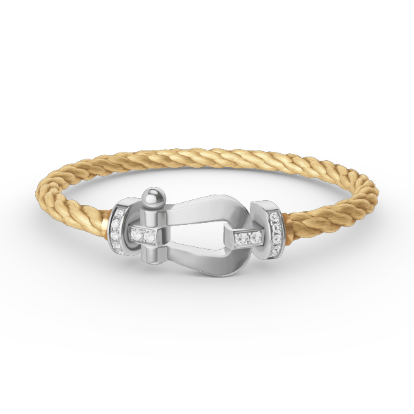 [LUXE JEWELRY]FORCE LARGE HORSESHOE HALF DIAMOND BRACELET SILVER