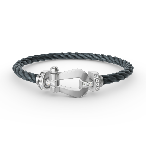[LUXE JEWELRY]FORCE LARGE HORSESHOE HALF DIAMOND BRACELET SILVER