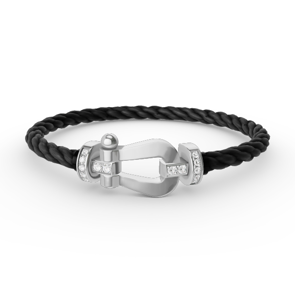 [LUXE JEWELRY]FORCE LARGE HORSESHOE HALF DIAMOND BRACELET SILVER