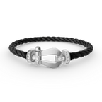 [LUXE JEWELRY]FORCE LARGE HORSESHOE HALF DIAMOND BRACELET SILVER